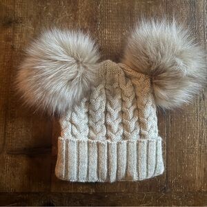 Cozy and Stylish Cream Knit Pom Beanie. Made in Poland. Never worn.
